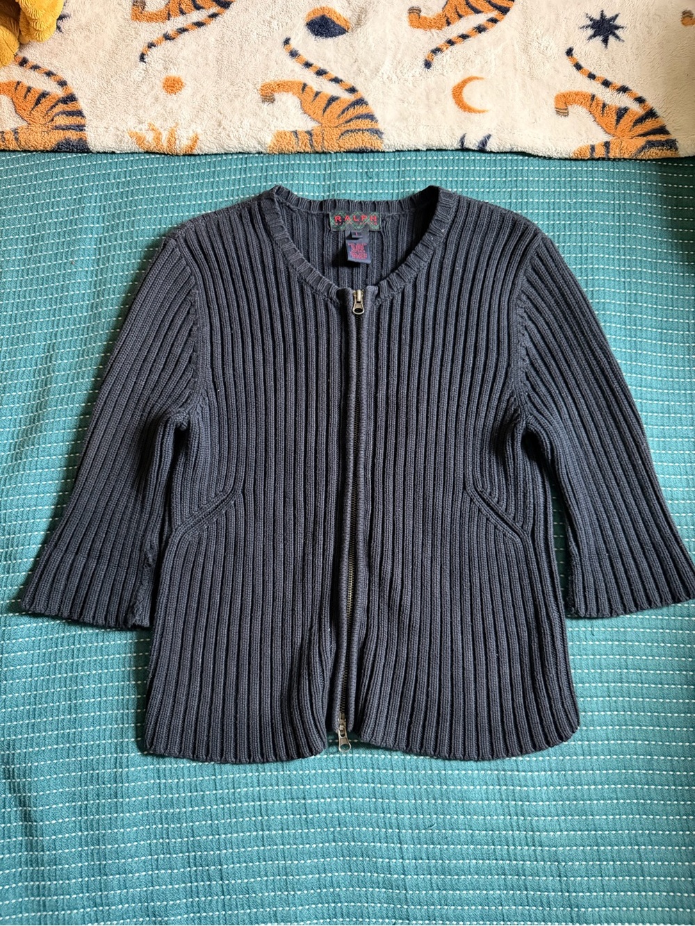 Ralph Lauren Charcoal Ribbed Zip-Front Women's Jacket